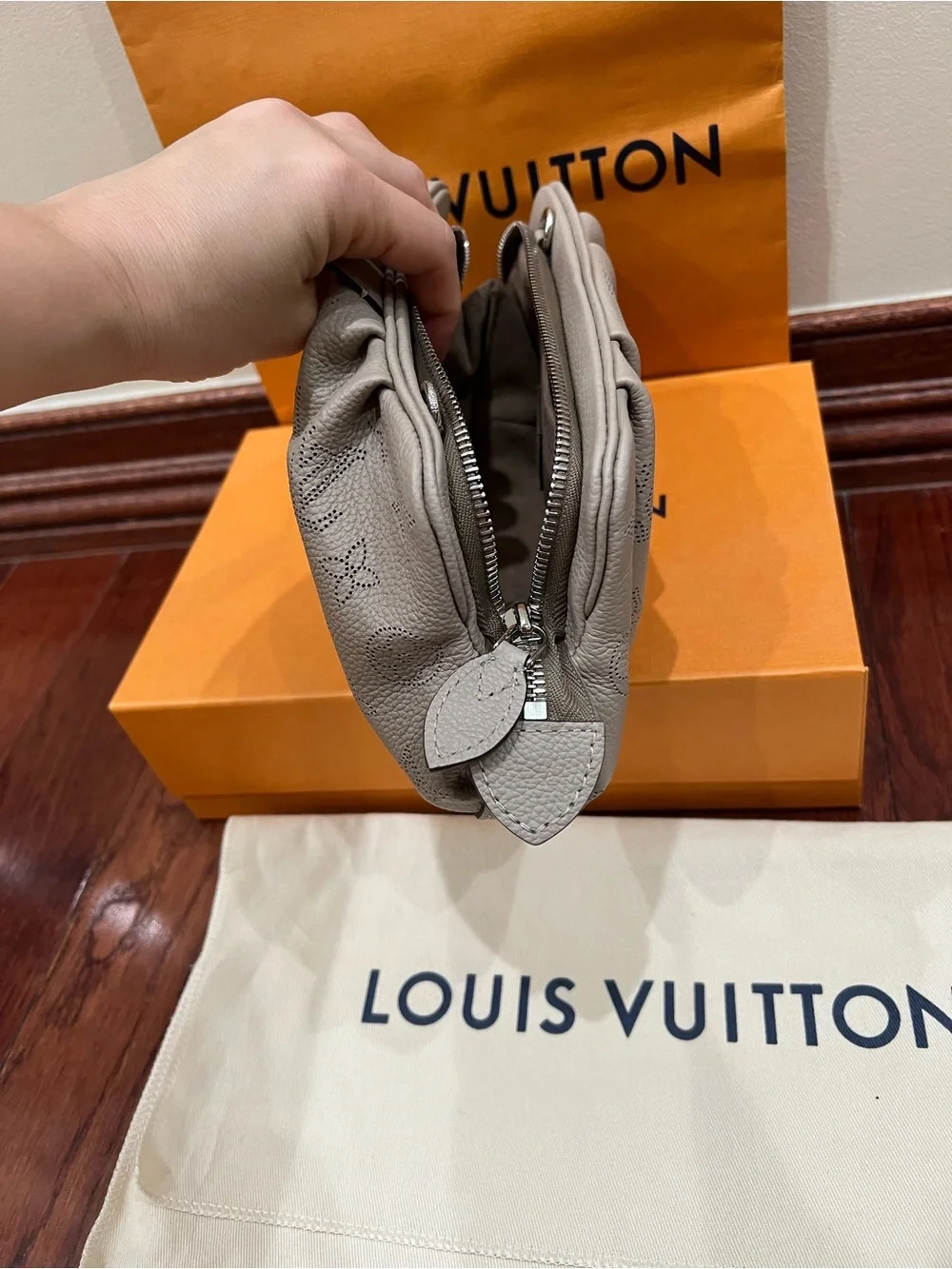 New Louis Vuitton Mahina Scala Mini Pouch Galet